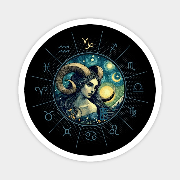 ZODIAC Capricorn - Astrological CAPRICORN - CAPRICORN - ZODIAC sign - Van Gogh style - 9 Magnet by ArtProjectShop